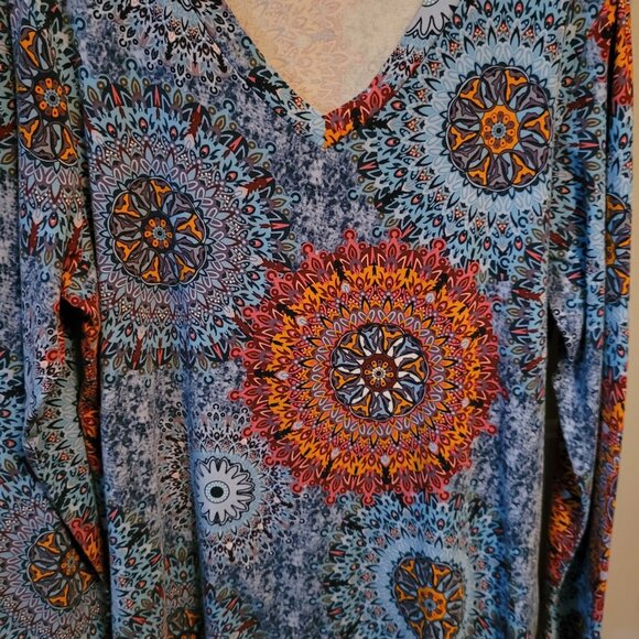 Longyuan Pretty Multicolor Lightweight Long Sleeved Pullover Top Misses XL - Picture 4 of 6